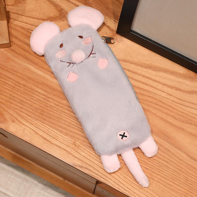 Large Capacity Cute Cartoon Hamster Plush Pencil Case for Kids