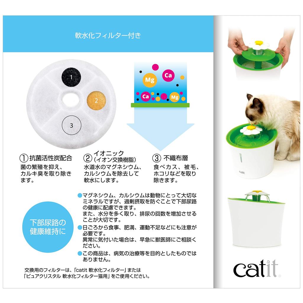 Gex Catit Flower Fountain Selectable Water 1 сменный фильтр Тип фильтра Поилка для N, Проточный, В комплекте, Кошки, 2.3 л