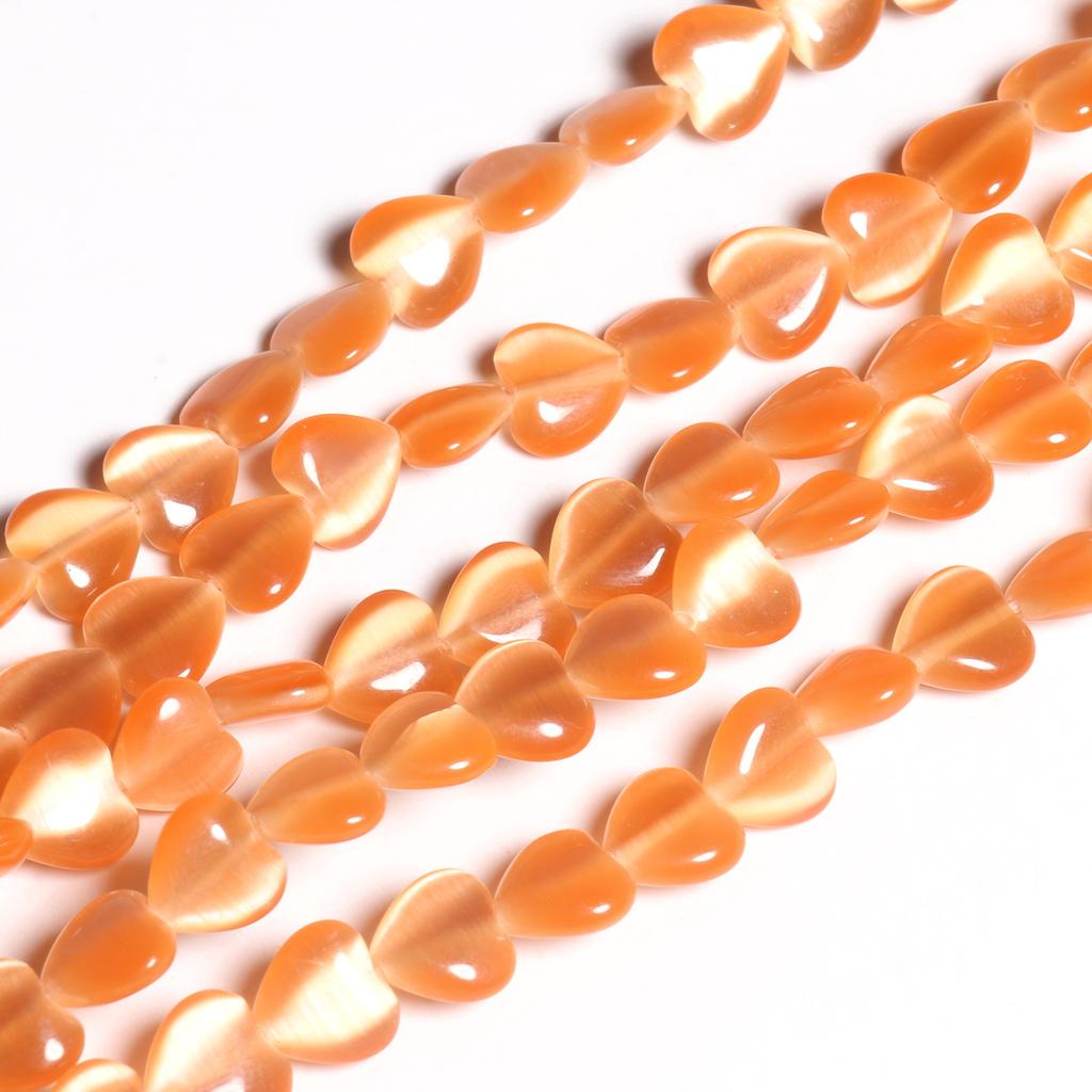 1 шт., бусины из натурального камня, 8 мм, кошачий глаз, лунный камень, опал, в форме сердца, разные цвета, свободные прокладки из бисера, для изготовления ювелирных изделий, браслет, ожерелье