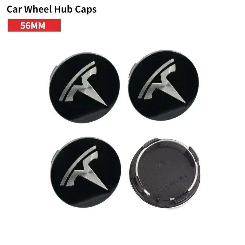 4pcs 56mm for Tesla Car Center Hub Caps Wheel Covers Model 3 Y S X Roadster P75D P85D P90D P100D Badge Exterior Accessorie