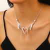 Sweet Personality Hollowed Love Heart Pendant Necklace Charming Tassel Clavicle Chain Sexy Short Choker Fashion Neck Zircon