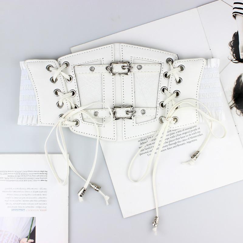 Gothic Waist Belt Gothic Elastic Lace Belt Cummerbunds Belts Pu Leather Corset Waist Belt For Clubbing Night Outs Shirt Dress