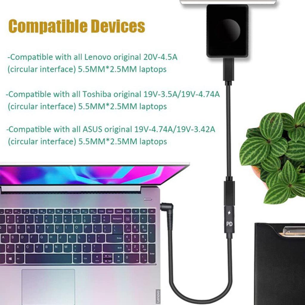 Кабель питания TypeC USB-C (мама) на DC5.5x2.5мм с поддержкой PD-зарядки, подходит для ноутбука 18-20В (5.5 2.5мм)