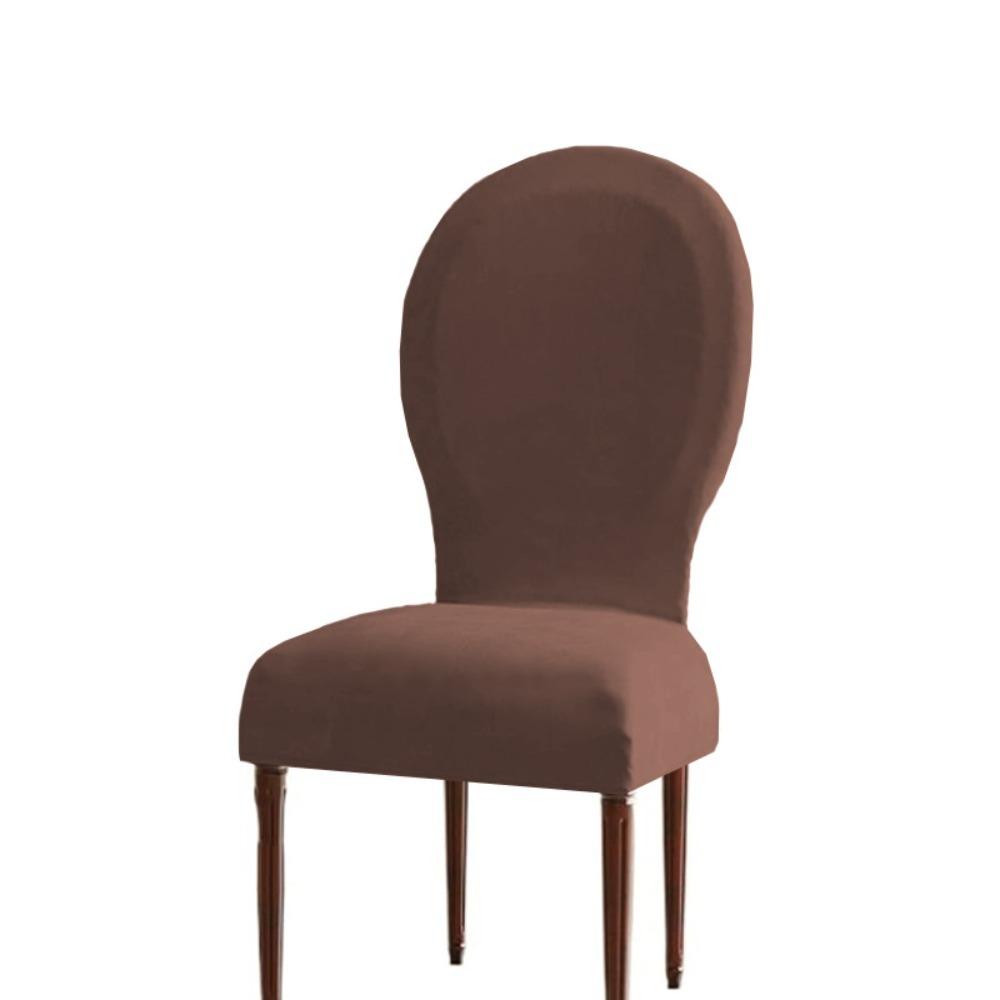 Thickened Velvet Round Back Dining Chair Cover Solid Color Protective Seat Case Hotel