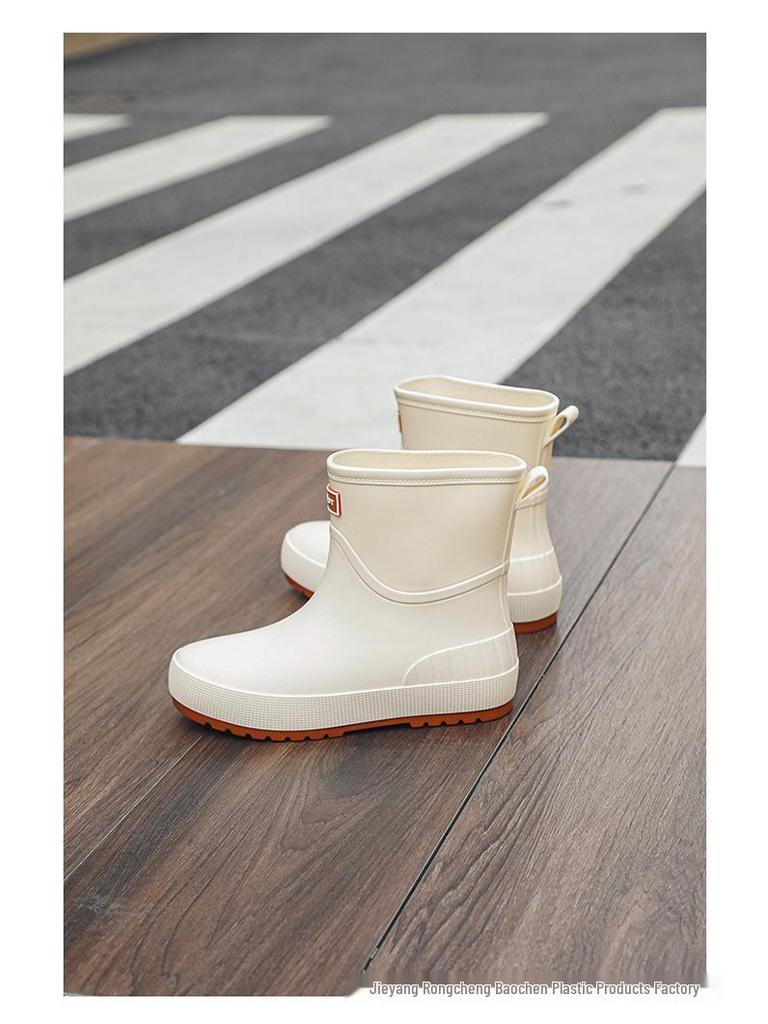 Women's Non-Slip Mid-Calf Japanese Rain Boots - Fashionable Waterproof Outerwear Shoes