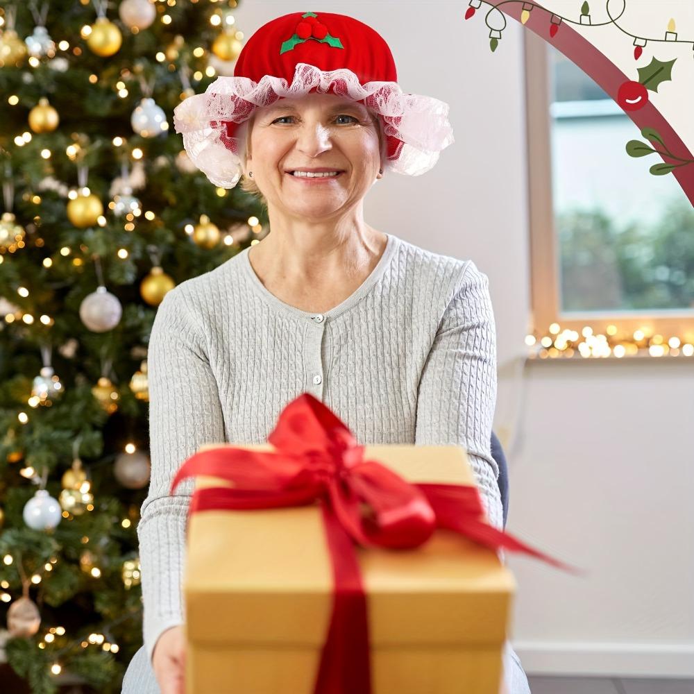 Short Plush Red Granny Christmas Hat Dress Up Santa Claus Hat Cute Festive Party Cap Christmas