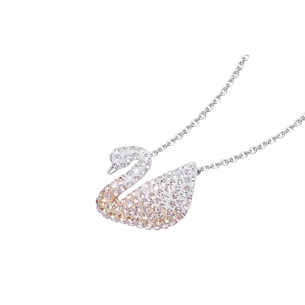 Swarovski Swan Series Pink Gradient Swan Earring Set Necklace Women jewelry 5215037+5215034