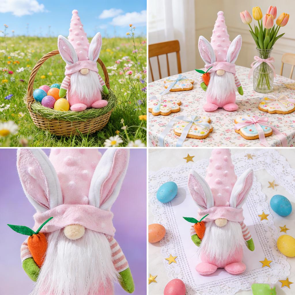 Пасхальный Гном-Заяц с Пасхальным Яйцом - Ручная Работа, Безликая Плюшевая Кукла-Гном, Подарок для Девочки, Декор Комнаты и Весеннее Украшение для Помещения