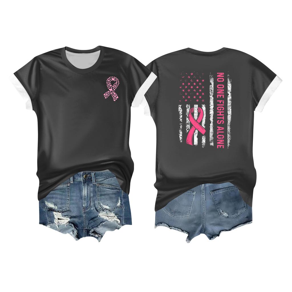 Женская повседневная футболка с коротким рукавом с принтом ленты на груди