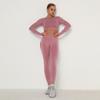 Women Seamless Yoga Suit Sweat Absorbing Hip Lifting High Waist Fitness Pants Tight Long Sleeve Sports Suit