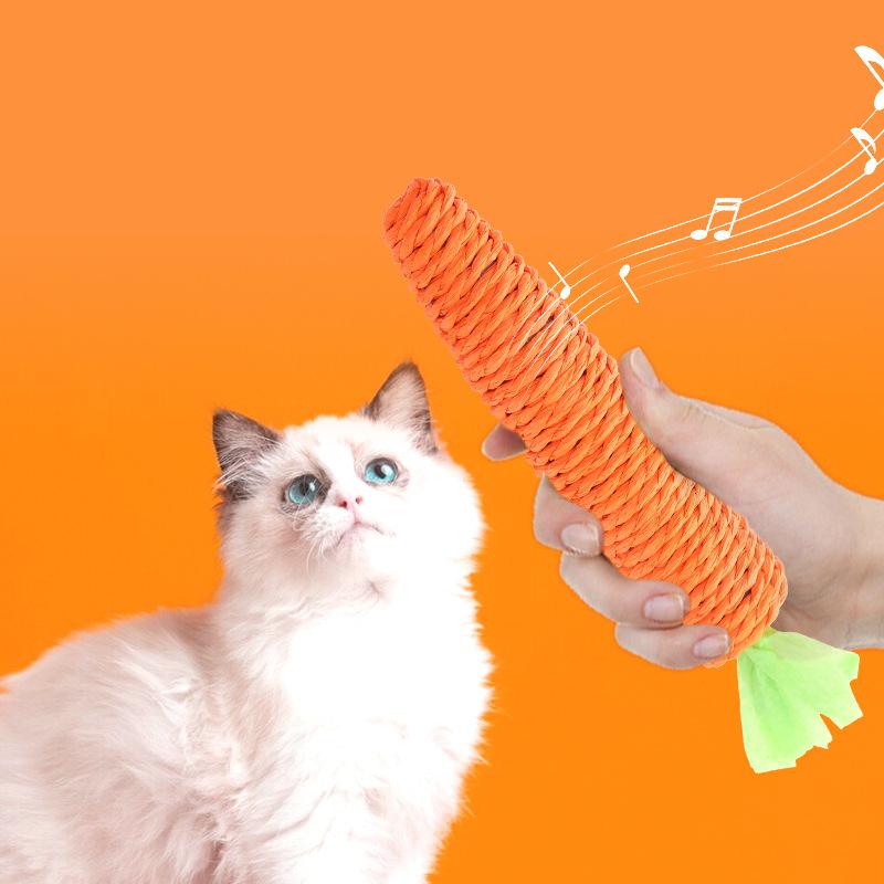 Carrot Pet Cat Toy Paper Rope Chew Toys Built-in Bell Small Animals Cute Pet Toys