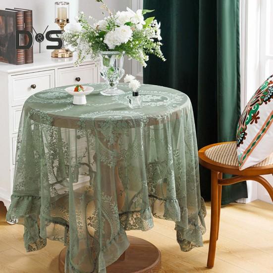 Скатерть в стиле ретро, прозрачная, кружевная, романтическая, круглая, с оборками, цветочная вышивка, защита стола, украшение для банкетов и вечеринок
