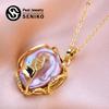 SENIKO Freshwater Pearl Pendant Necklace For Women Cubic Zirconia Pendant Flower Necklace Pearl Jewelry
