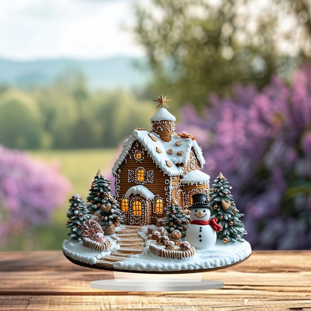 A 2d Multi-Functional British-Style Decorative OfficeCafe Desktop Gingerbread House