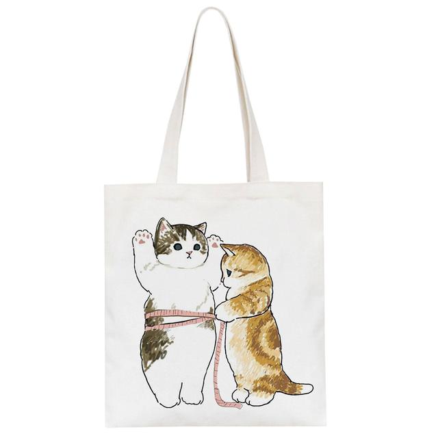 Harajuku Kawaii Cat Shark Y2k сумка на плечо модная повседневная женская парусиновая сумка с героями мультфильмов большая вместительная женская сумка на молнии сумки-шоппер