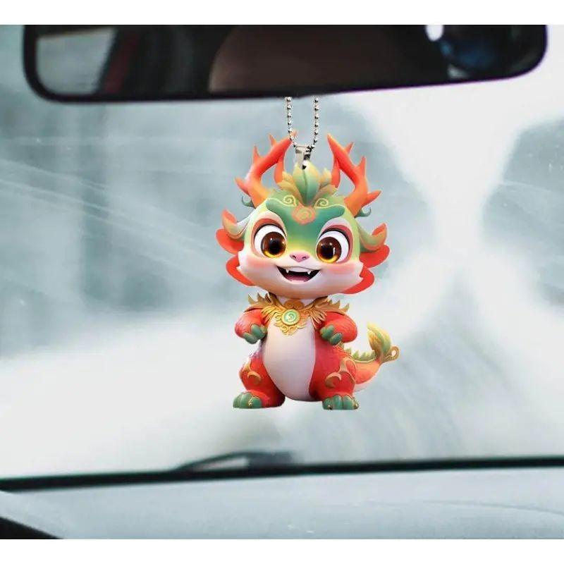 Style Acrylic Cartoon Christmas Tree Car Mirror Charm For Holiday Decoration