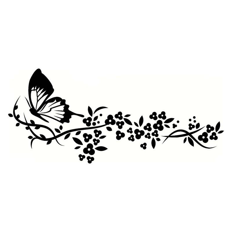 Flying Butterfly Flower Car Stickers Reflective Decal Waterproof Car Window Door Decoration Car Styling Vinyl Decal Accessories