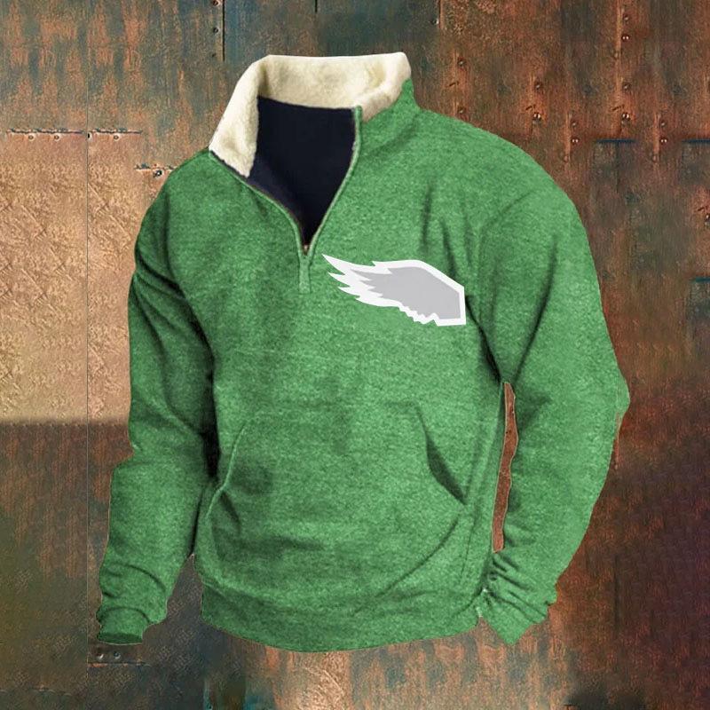 Men S Stand Collar Fleece Lined 3d Printed Long Sleeve Loose Pullover Sweatshirt