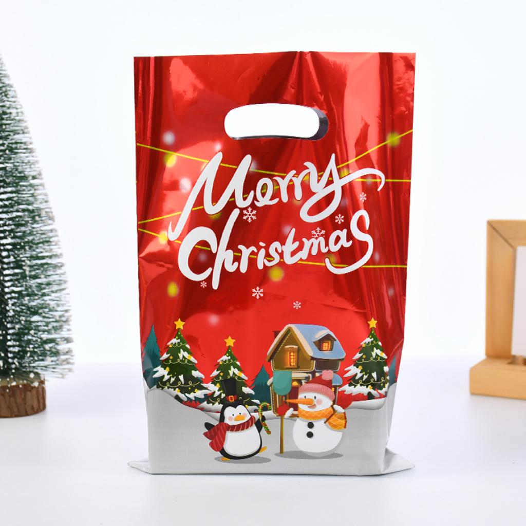 10/30pcs Christmas Gift Bags Cartoon Plastic Candy Cookie Packaging Bag Navidad Decoration for Home Kids New Year Gift