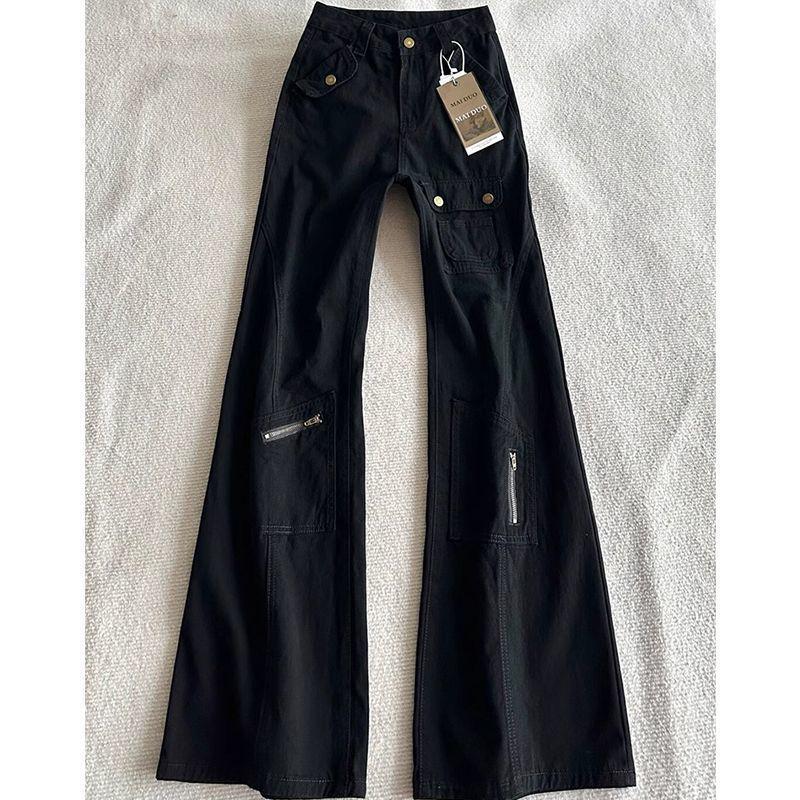 Женские джинсы-клеш с высокой талией, черные, для невысоких женщин – облегающие, свободного кроя, прямого кроя, универсальные брюки для работы.