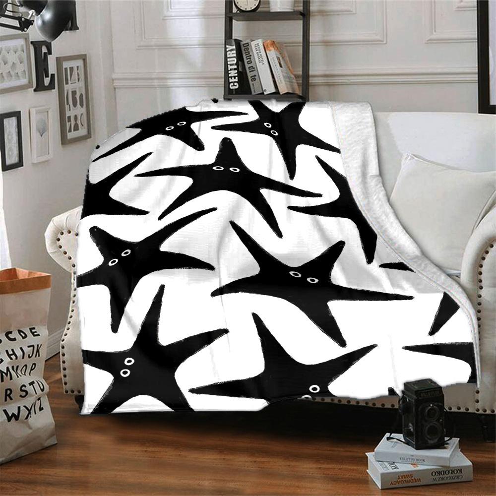 1pc Starfish Pattern Blanket Warm, Cozy, And Soft, Suitable for Sofas, Beds, Cars, And Office Use.Perfect for Camping And Travel, Making It a Great Gi