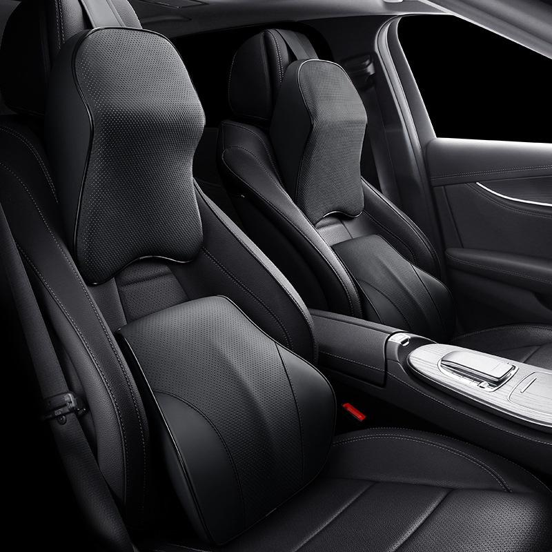 Универсальная подушка-подголовник и поддержка спины из пены с эффектом памяти для автомобиля - Полная кожа, Комфорт в любое время года