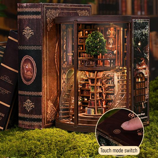 Набор-домик из книг для самостоятельной сборки со светодиодной подсветкой, ручной работы, винтажный, 3D, деревянная головоломка, миниатюрный книжный магазин, украшение для книжной полки, подарок для любителя книг