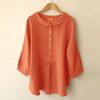 Plus Size Women's Solid Color Peter Pan Collar Lantern Sleeve Top
