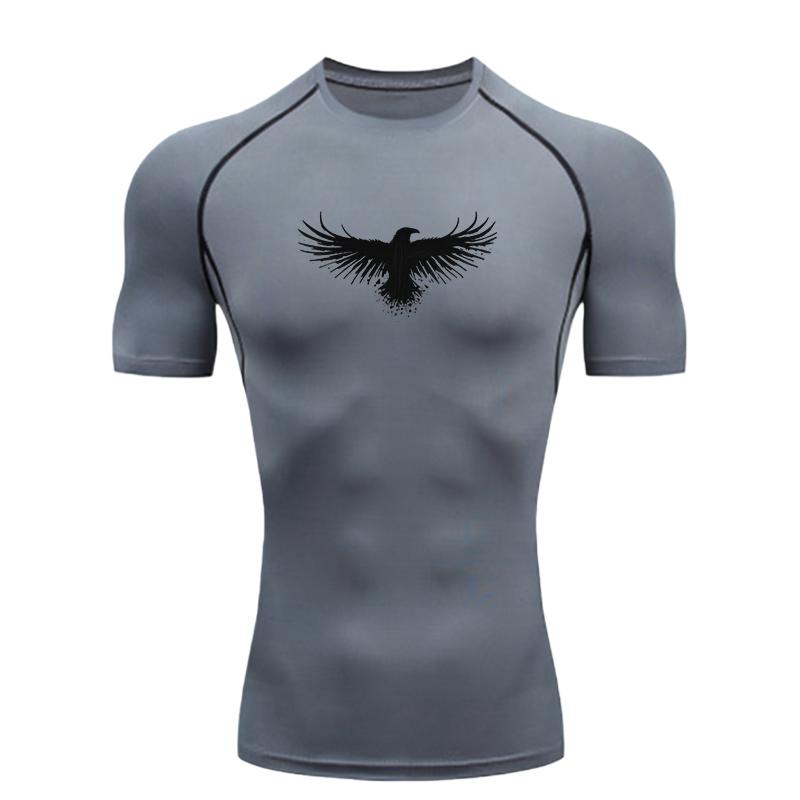 Мужская спортивная футболка Black Eagle Тренировочная Фитнес Компрессионная Футболка для тренировок Рашгард Топы Футболка Быстросохнущая с коротким рукавом