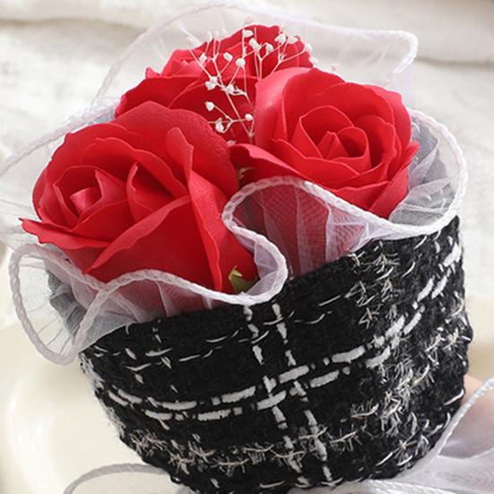 Мини-букет искусственных роз Ручная работа Декорация из искусственных цветов Романтический Подарок на День святого Валентина, День рождения для Мамы, Жены, Девушки