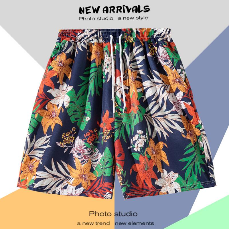 Hawaiian Summer Men Quick-drying Beachwear Plus Size Swimsuit Shorts Male Fashion Casual Loose Hawaii Printing Surf Board Shorts