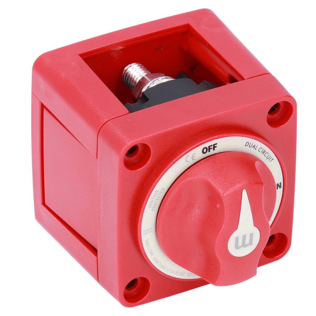 300A Battery Knob Switch Dual Circuit 4 Wires Ignition Protection Removable IP66 Waterproof for Yachts RVs
