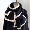 Black and White Color-Blocked Scarf Winter High-End Border Knitted Wool Niche Design Versatile Unisex Neck Warmer