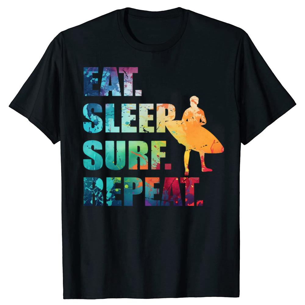 Funny Surfing Surfboard Surf Graphic T-shirts Fashion Casual Tshirt 100% Cotton Loose Oversized T Shirt Unisex
