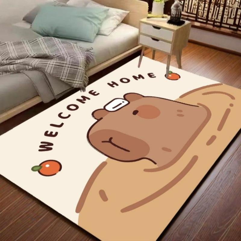 Kawaii Capybara Print Floor Mat for Cozy Bedroom Decor Living Room Nonslip Area Rug Sofa Floor Mat Soft Rug for Any Space