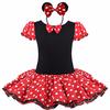 New Girl Minnie Dot Bubble Sleeve Tutu Dress Halloween Christmas Sweet and Cute Ballet Dress with Hair Hoops