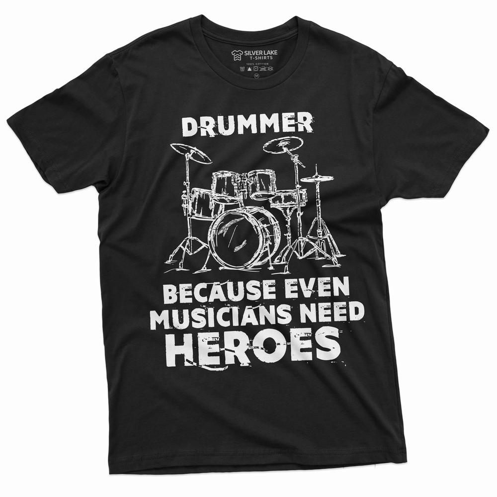 Drummer T-shirt Funny Gift Drumming Music Musician Band Tee Shirt Gift for Him