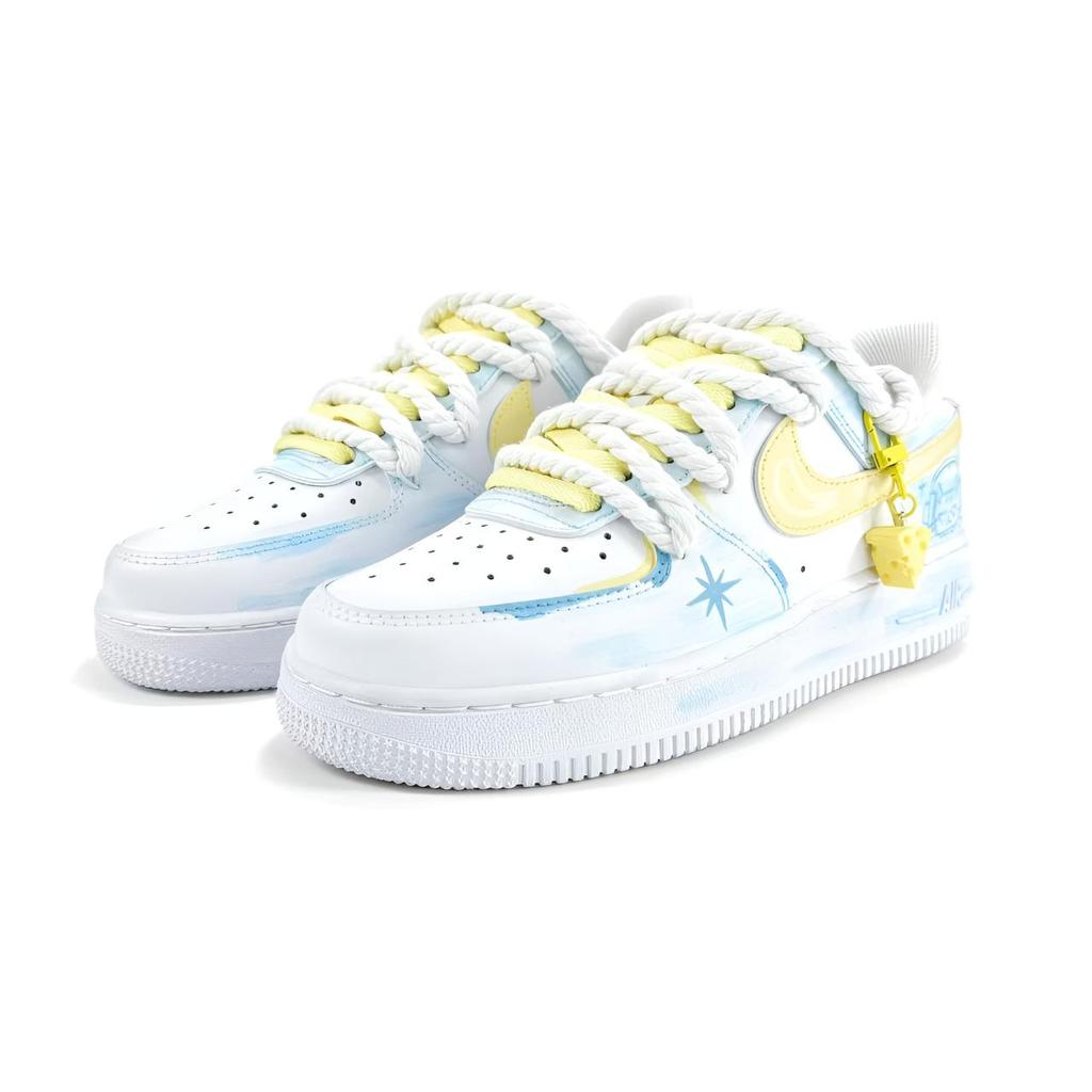 Nike Air Force 1 Black Spike Island, Air Force 1, Milk Blue Star Design Low top Skateboard Shoes Unisex Sky Blue CW2288-111(Team405-)