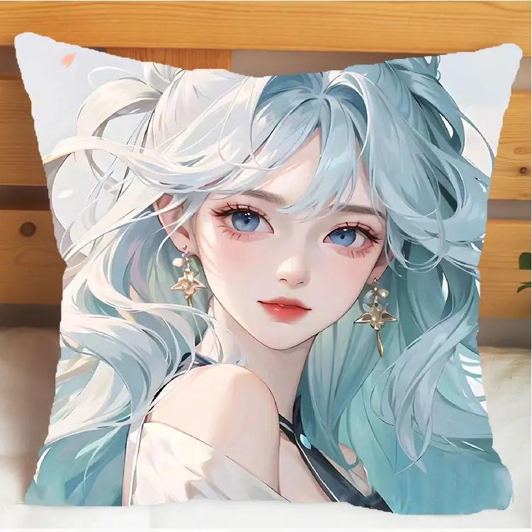 Arena of Valor Honor of Kings Xi Shi Подушка и наволочка Чехол для подушки-подушки Двусторонняя печать Плюшевые декоративные подушки 40x40см