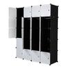 20 Cube Organizer Stackable Plastic Cube Storage Shelves Design Multifunctional Modular Closet Cabinet with Hanging Rod White Doors and Black Panels