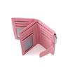 Fashionable Women's Folding Short Wallet PU Leather Zipper Coins Purses Solid Color Versatile Pouch Bag Card Holder