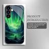 Чехол для телефона из закаленного стекла "Зеленая Аврора" подходит для Samsung Galaxy S26 S25 S24 S23 S22 S20 FE/Ultra/Plus противоударная задняя крышка