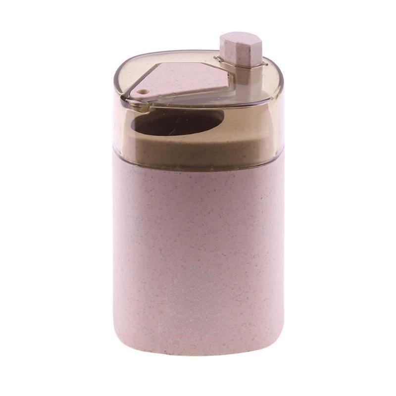 Розовый автоматический диспенсер для зубочисток из пшеничной соломы для гигиеничного домашнего хранения