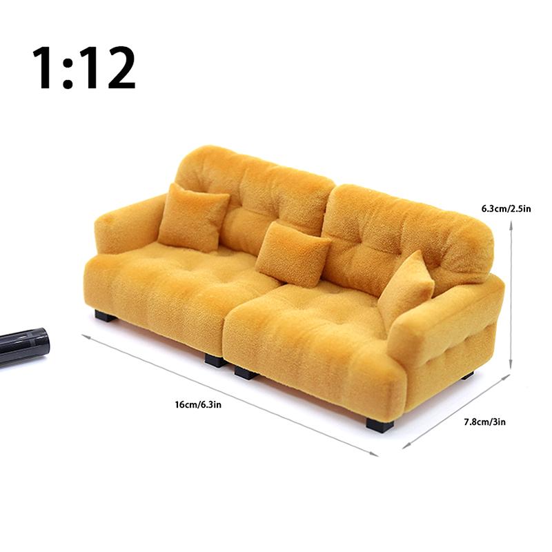 Dollhouse Simulation Flocking Sofa Model Dollhouse Mini Living Room Furniture Decoration Accessories Pretend Play Toys