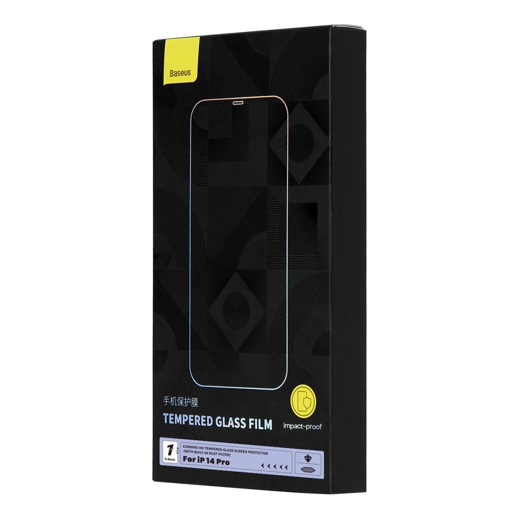 Baseus iPhone 14 Pro Tempered Glass Screen Protector - Full Coverage with Speaker Guard, Ultra-Thin 0.4mm, Includes Easy Installation Kit