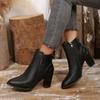 Женские ботильоны на массивном каблуке, женские ботильоны до щиколотки из искусственной кожи, нескользящие туфли на высоком каблуке с боковой молнией, модная женская обувь в стиле ретро, zapatos de mujer