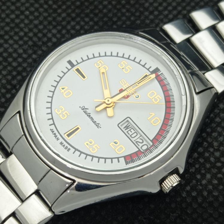 USED VINTAGE SEIKO 5 AUTOMATIC 7S26A JAPAN MENS WHITE WATCH 621b-a413551-2 SKU621b-a413551