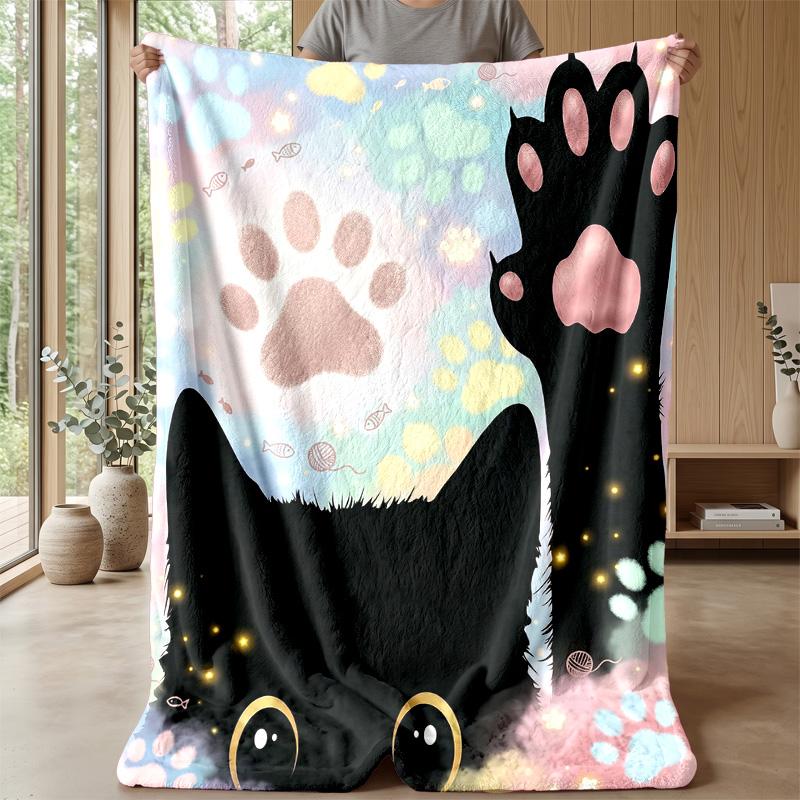 Orange Cats Pattern Theme blanket Lightweight Warm Flannel Blanket Decorative Throw Blanket for Home Decoration