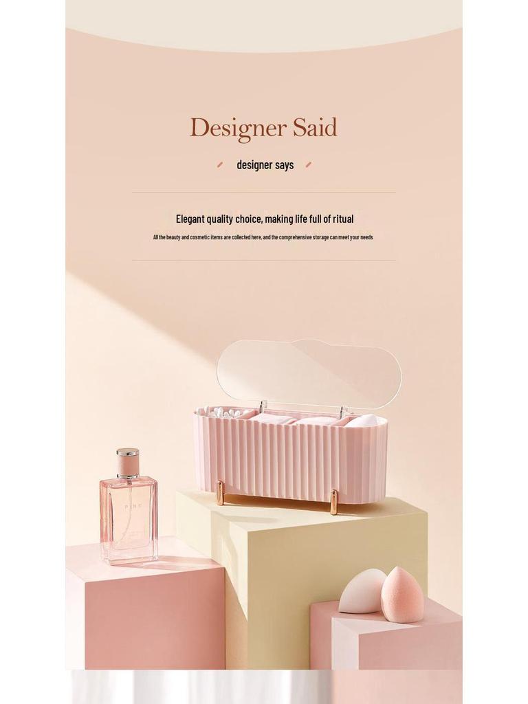 INS Cosmetics Dust-Proof Desktop Organizer for Cotton Swabs, Dental Floss, Lipstick, Toothpicks, and Powder Pads