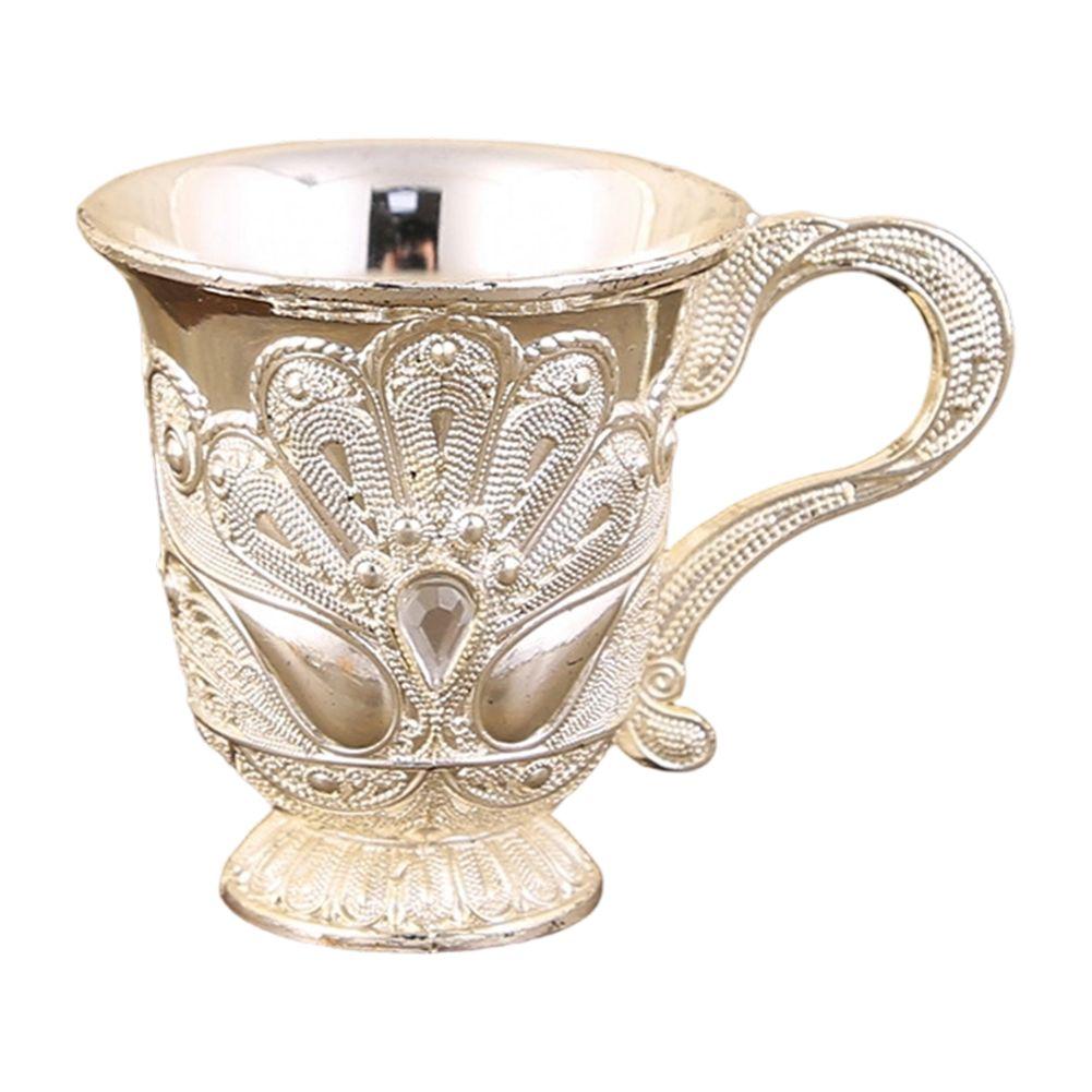 Zinc Alloy Metal Wine Drinking Cup Vintage Goblet for Picnics Bar and Home Use with Inlay 50mm Mouth 54mm Height 30mm Bottom